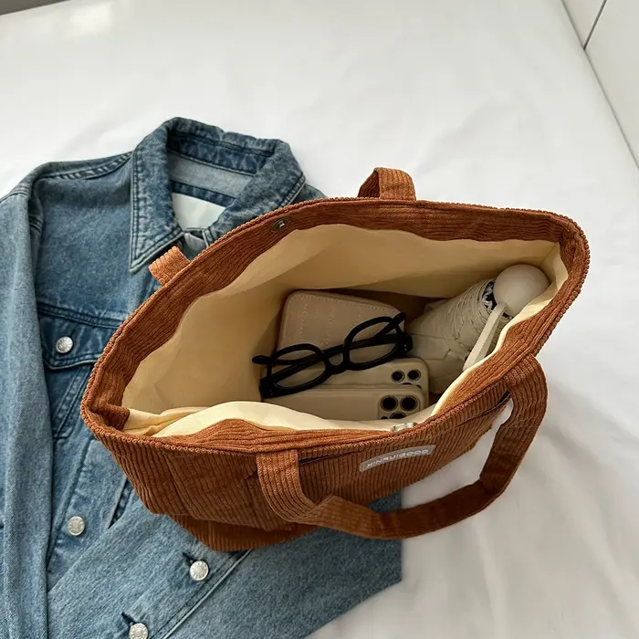 Sac à Main en Velours Côtelé pour Femme