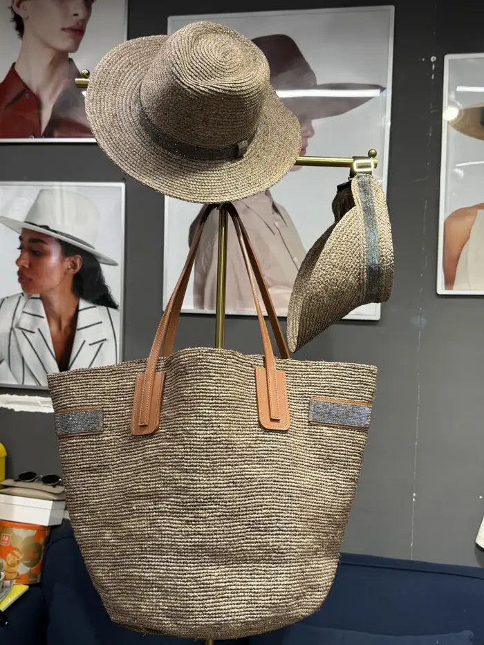 Nouveauté 2026 : Ensemble sac à main et chapeau en raphia tressé pour femme — Élégant