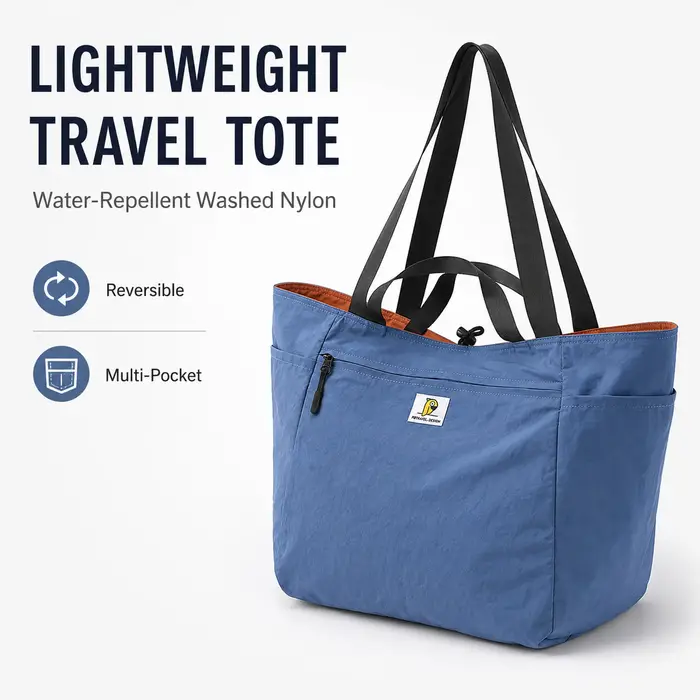 Sac fourre-tout en nylon lavé pour femmes