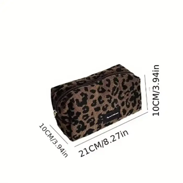 Petite trousse de maquillage à imprimé léopard