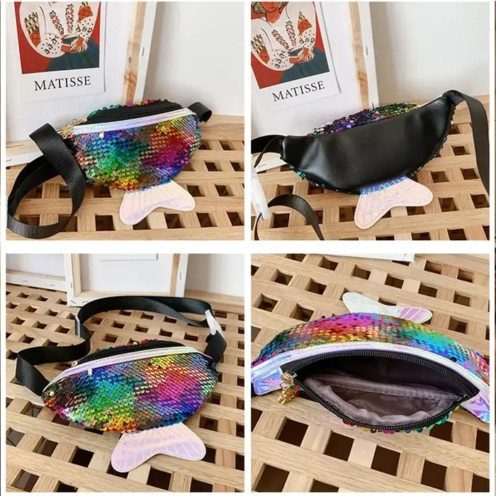 Sac banane à sequins pour fille