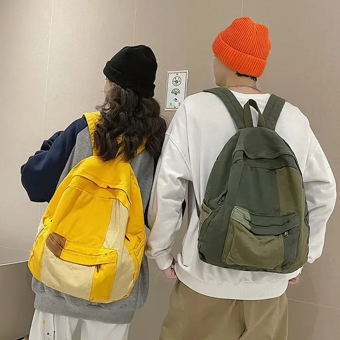 Sac à dos en toile à panneaux pour femmes