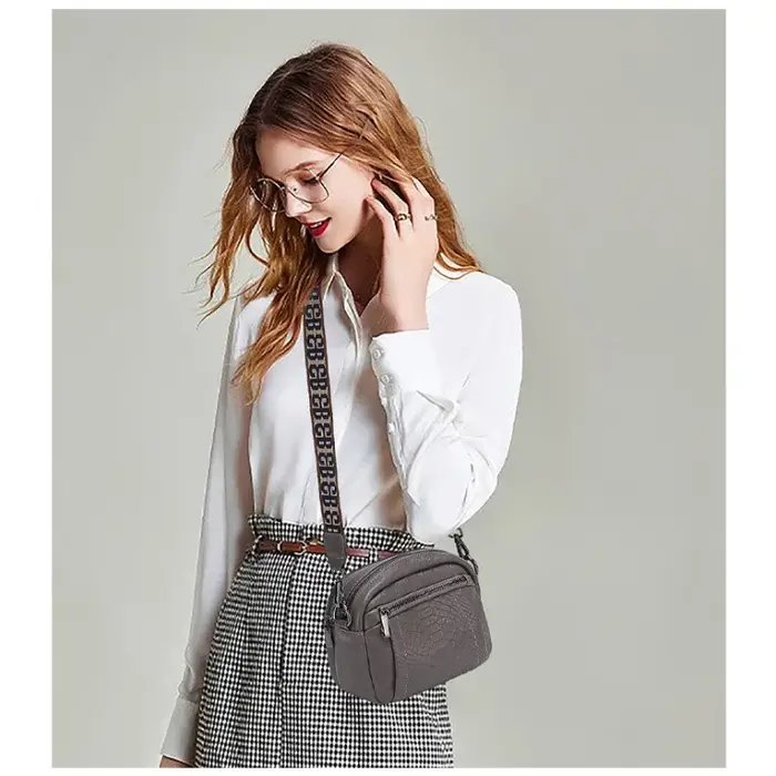 Sac bandoulière en cuir véritable gaufré croco