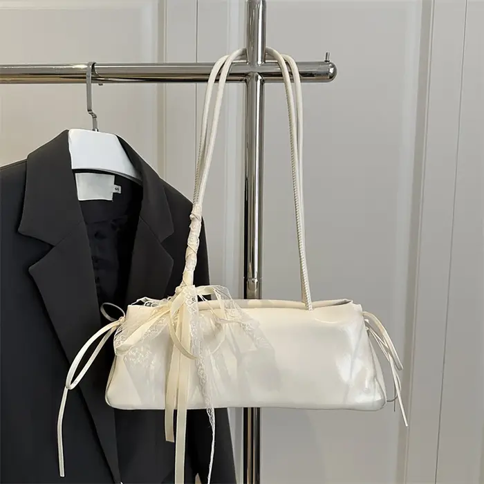 Sac à bandoulière carré en dentelle avec nœud, sacs à main minimalistes de style ballet pour femmes,