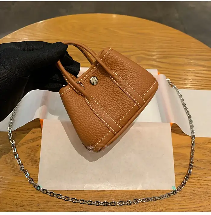 Mini sac de luxe en cuir véritable cousu main avec fil ciré