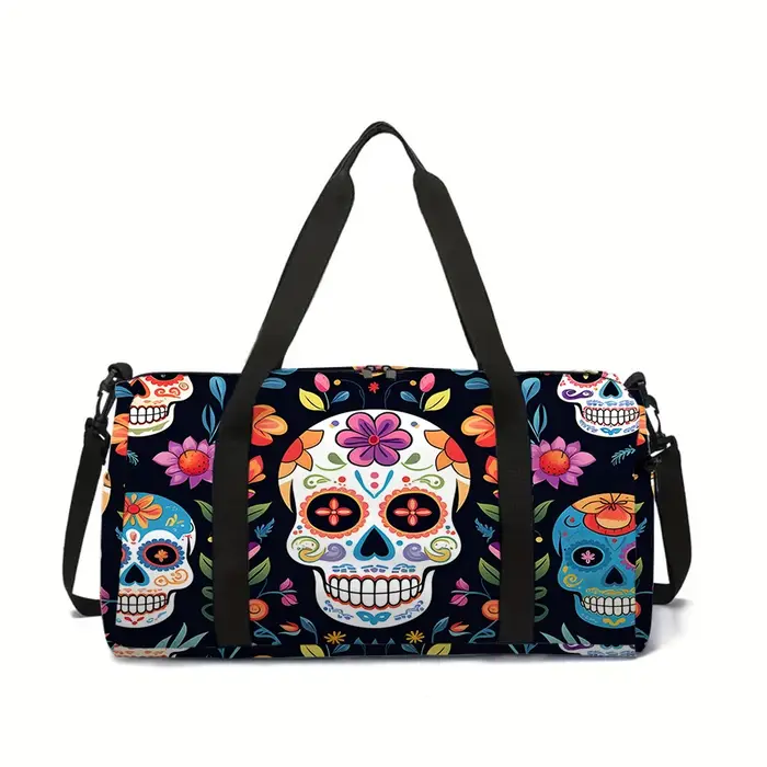 Sac de voyage coloré à grande capacité avec motif de crâne pour garçon/fille, meilleur cadeau, sac d