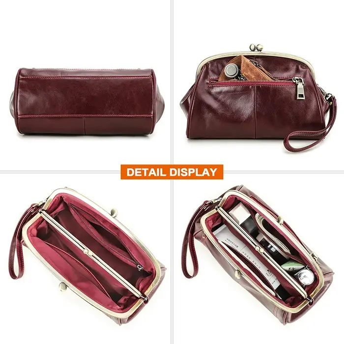 Pochette en cuir véritable pour femme