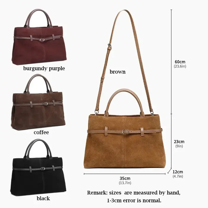Porte-documents surdimensionné en cuir suédé pour femmes, sac à bandoulière spacieux, sac à main de