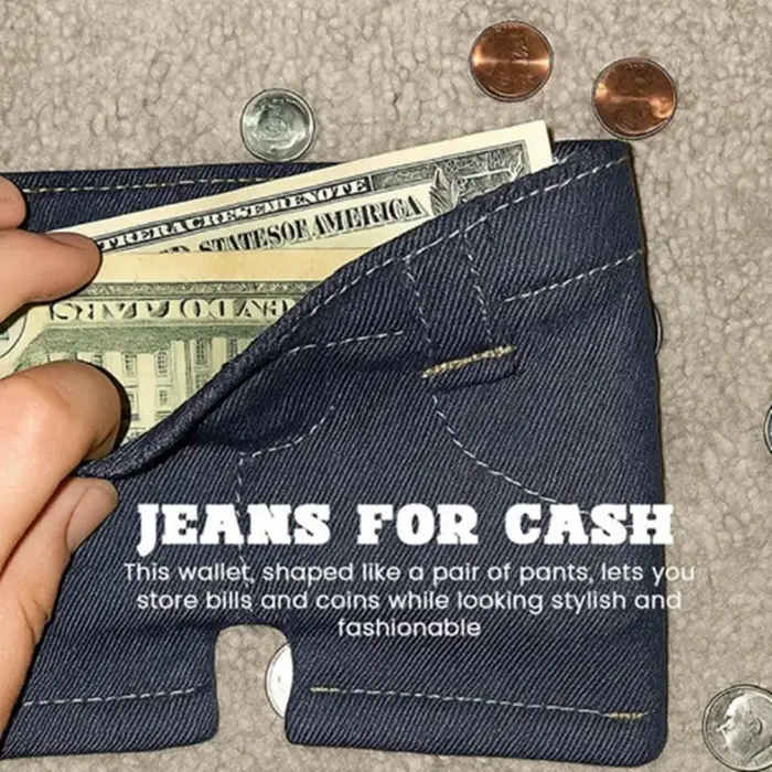 Portefeuille pliable de poche en jean