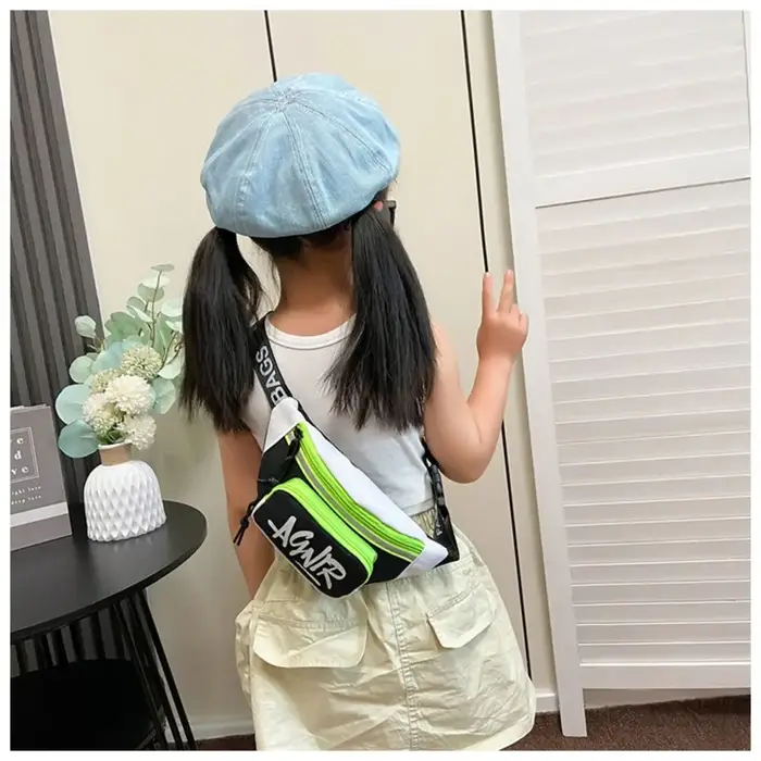 Sac banane mini en tissu Oxford durable, motif lettres mignonnes, sac bandoulière pour garçons