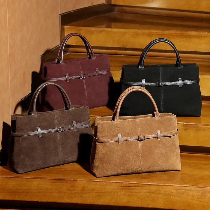 Porte-documents surdimensionné en cuir suédé pour femmes, sac à bandoulière spacieux, sac à main de