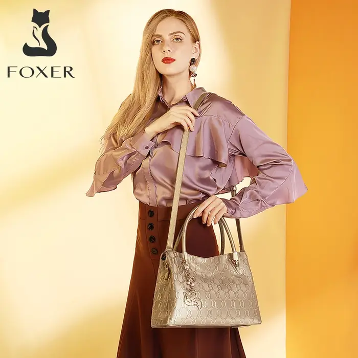 FOXER marque femmes peau de vache sac à bandoulière femme fendu en cuir sac à main mode dame fourre-