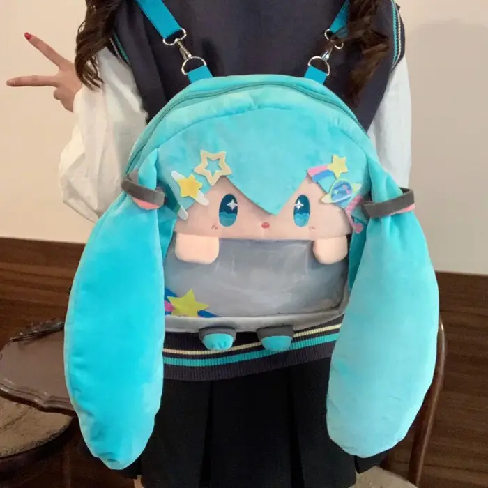 Sac à bandoulière en peluche grande capacité motif Fufu mignon