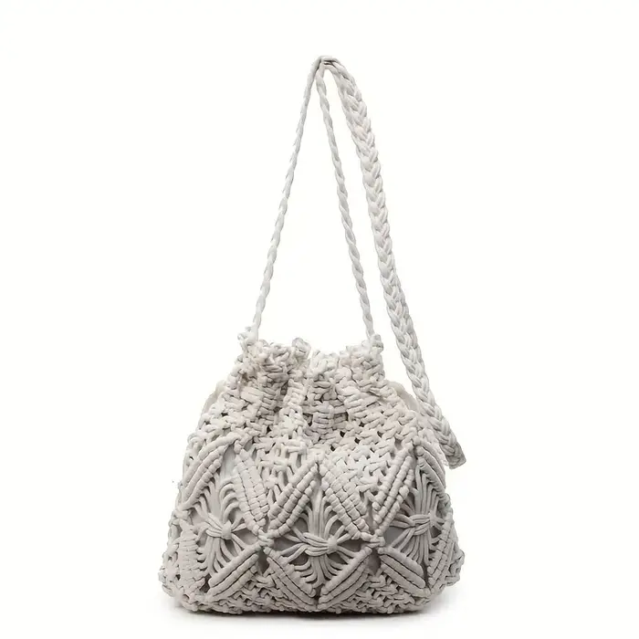 Sac seau bohème en macramé fait main