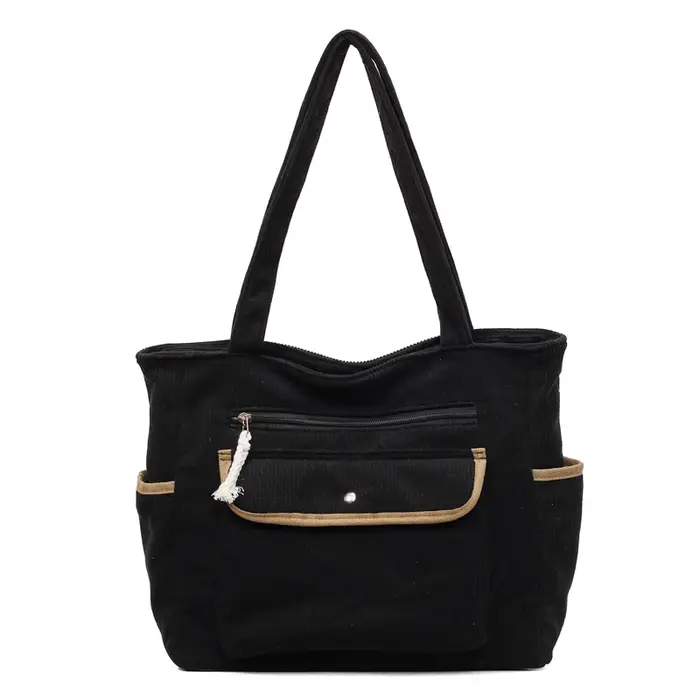 Sac fourre-tout en velours côtelé grande capacité pour femme