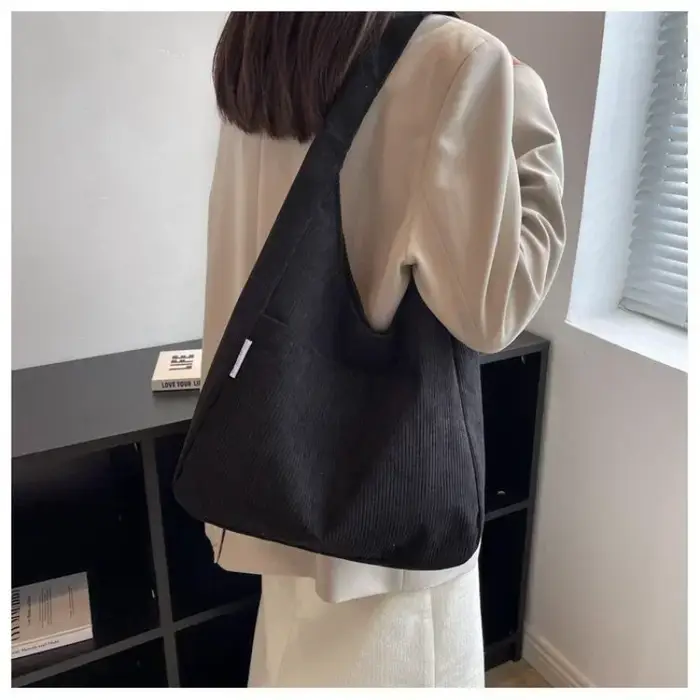 Toile épaule femmes sac fourre-tout velours côtelé Simple décontracté grande capacité sacs à main de créateur