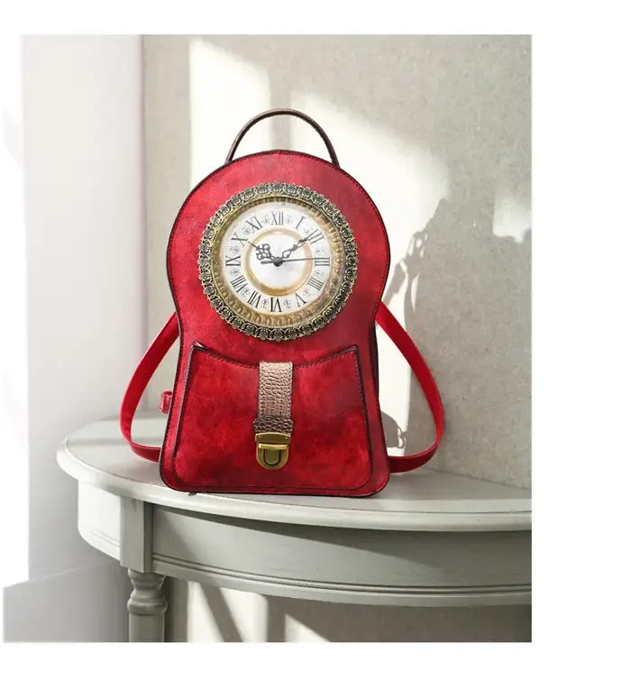 2026 nouveau paquet de réveil créatif sac à dos Simulation montre rétro mode femmes sac à dos sac livraison directe sacs