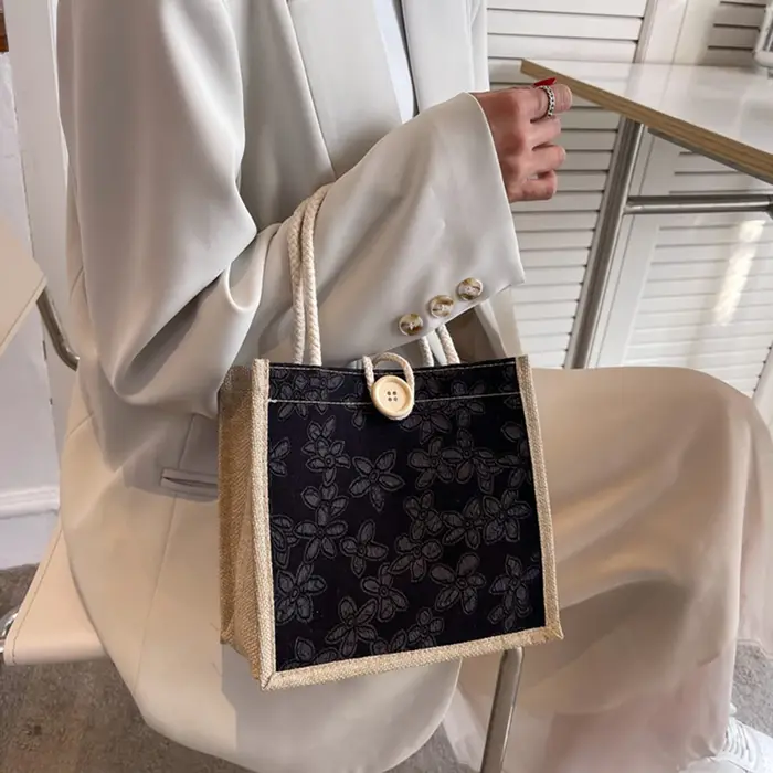 Sac à main en lin portable pour femme