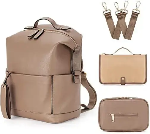 Sac maman Pu maman sac à dos mère bébé peau cuir Double sac à bandoulière bébé sac à couches bébé voyage sac de rangement poussette sac