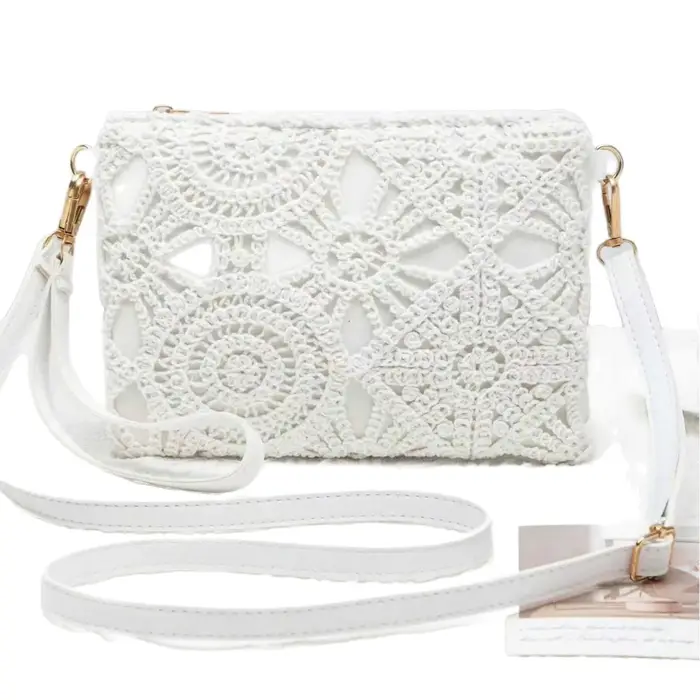 2025 Style bohème polyvalent évider bandoulière tissé sac décontracté plage florale femmes sac