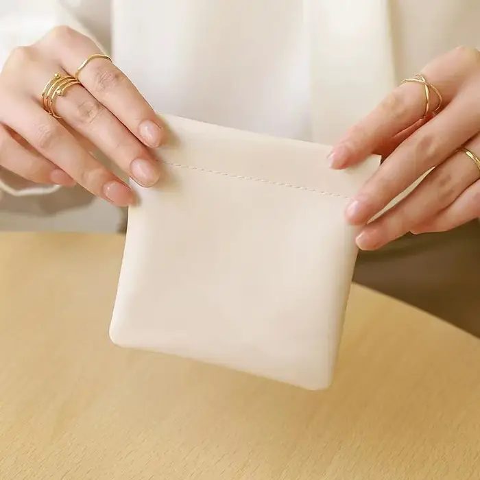 Mini sac de rangement de maquillage Simple en cuir PU pour femmes