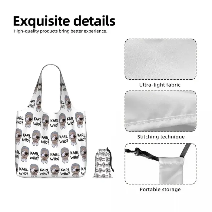 Sac fourre-tout Karl Who en toile grande capacité, sac à bandoulière, sac de courses pour femmes