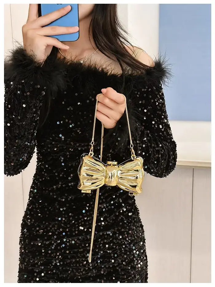 Sac de soirée doré, sacs à main et sacs à main de luxe de styliste