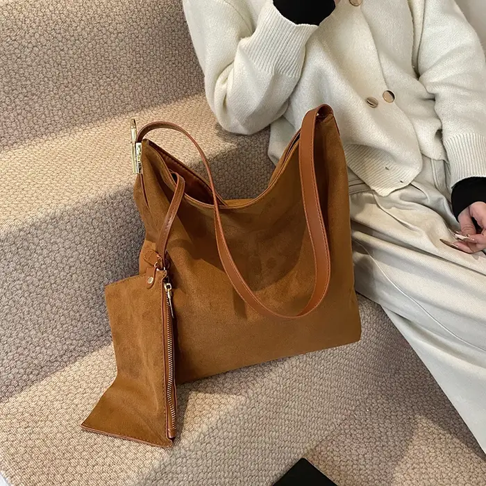 2 ensembles sac à bandoulière seau pour femmes haute capacité Vintage gommage en cuir sac de messager café marron