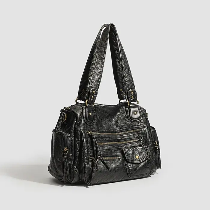 Sac fourre-tout Y2K tendance pour femme, style punk motard, grande capacité, en cuir PU, sac bandoul
