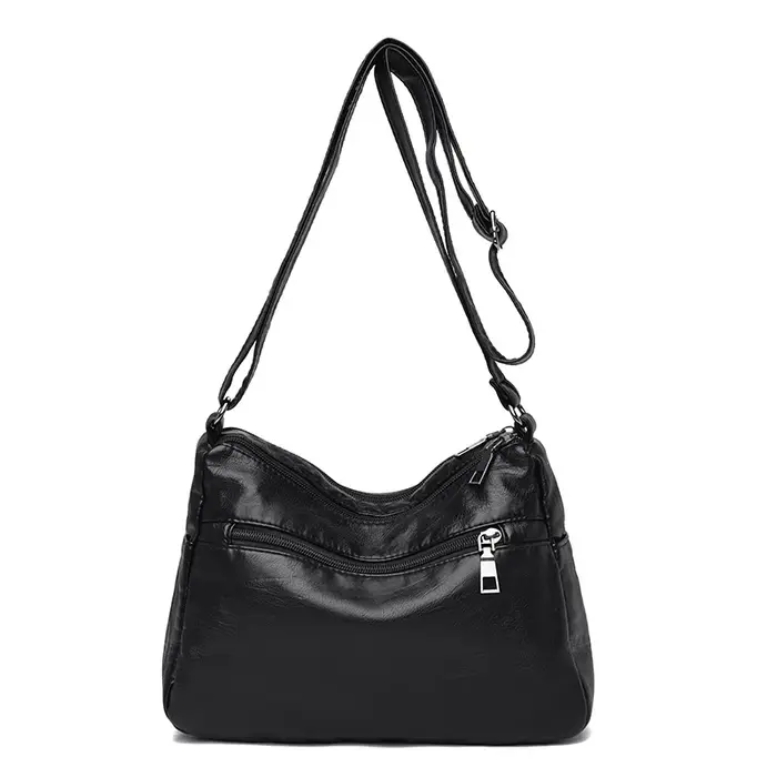 Sac bandoulière noir, sac de voyage avec bretelles réglables et compartiment zippé