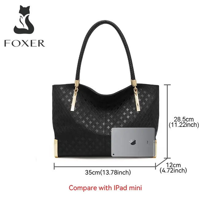 FOXER Sac à main en cuir véritable pour femme, design élégant et luxueux, sac à bandoulière pour fem