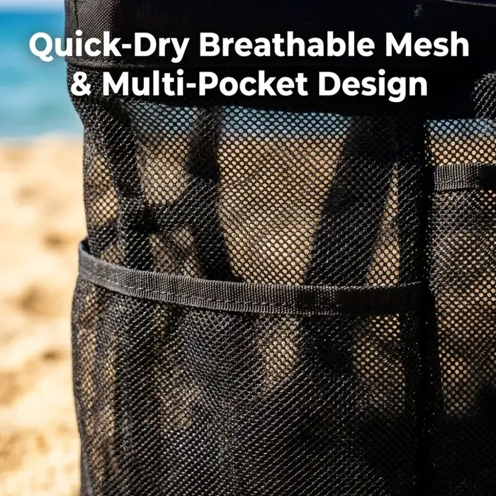 Sac de plage en filet, grand sac fourre-tout