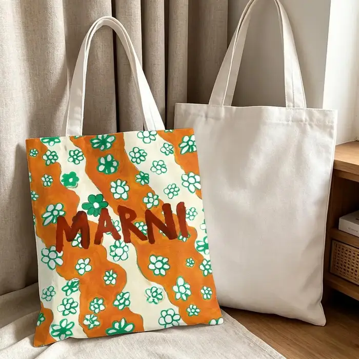 BRAND M-MARNI-iS Sacs de rangement Sac fourre-tout en toile pour femme Grande capacité Sac de courses écologique réutilisable Sac à main à bandoulière