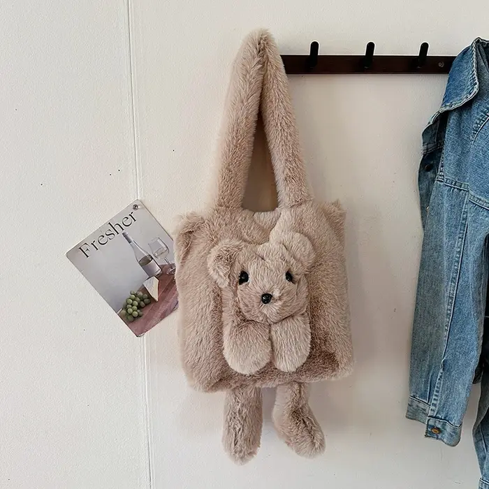 Sacs à bandoulière en peluche ours mignon pour femmes