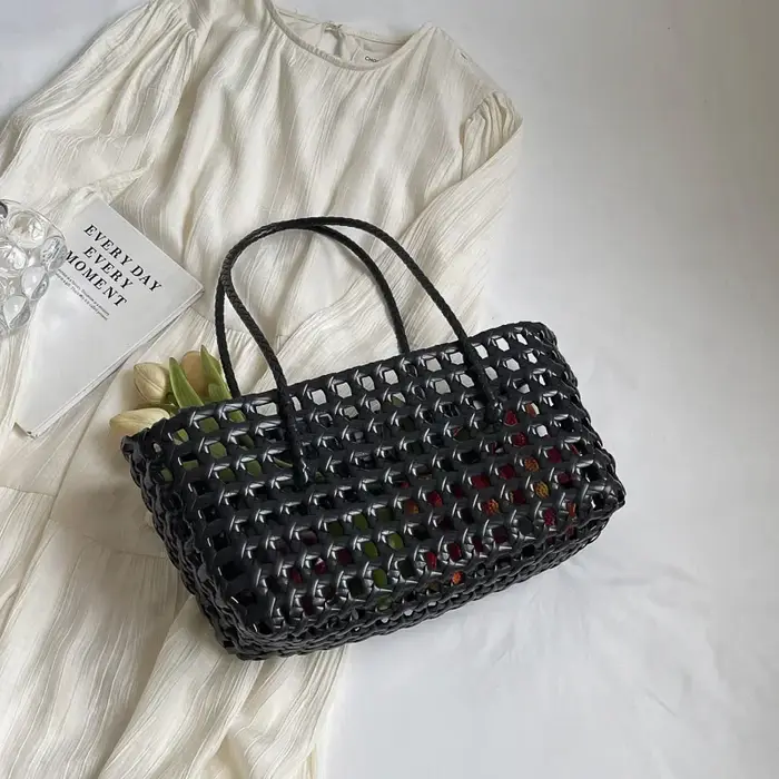 LEFTSIDE – petits sacs fourre-tout tissés de couleur unie pour femmes