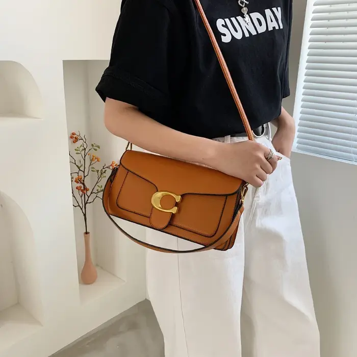 Sac à bandoulière simple en cuir PU pour femmes