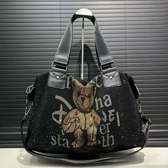 Sac à main ours en peluche pour femmes, bijoux en diamant à la mode, sac à bandoulière mignon de gra