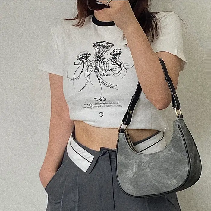 Sac à main en cuir PU gris pour femme