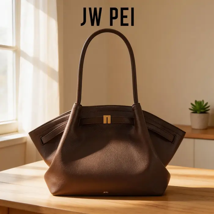 Sac à main JW PEI Designer Dumpling en cuir vegan marron foncé, sac bandoulière, sac fourre-tout pou