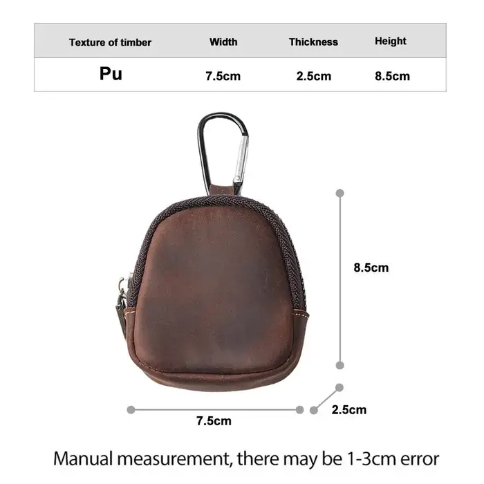 Mini porte-monnaie en cuir PU avec mousqueton