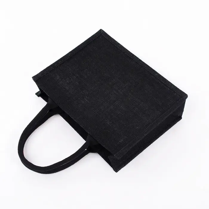 Grand sac fourre-tout en toile de jute noire
