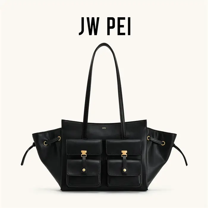 Sac fourre-tout de style motard en cuir végétalien JW Pei pour femme, grande capacité, sac à bandoul