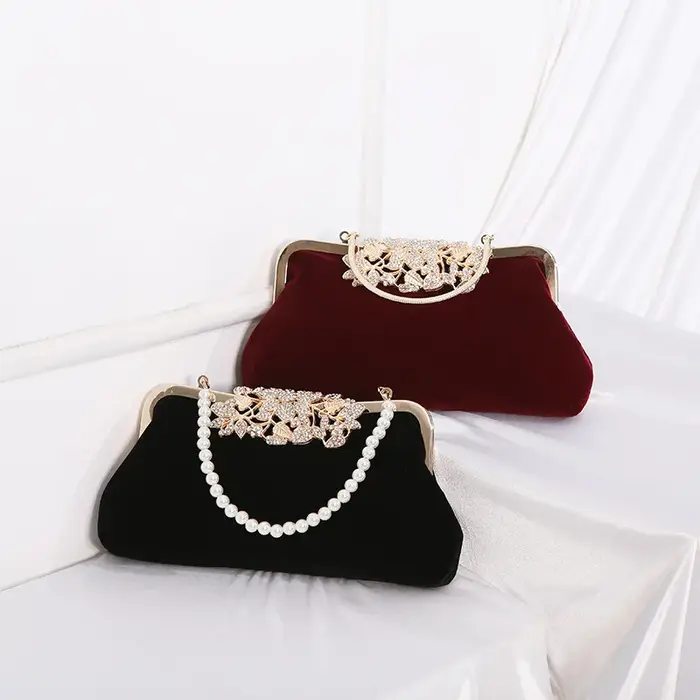 Pochettes de soirée en strass pour femmes, sac à main de fête en cristal scintillant et diamant, sac à bandoulière Vintage en velours pour Cocktail de mariage
