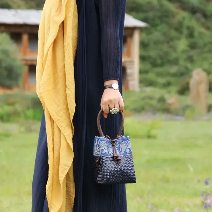 Sac à main en rotin Vintage pour femmes