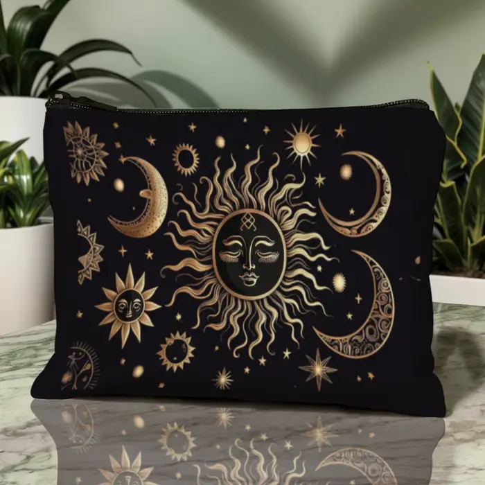 Sac à cosmétiques magique soleil-lune-étoile ambiance mystique exotique cadeau idéal pour les amateurs de thème