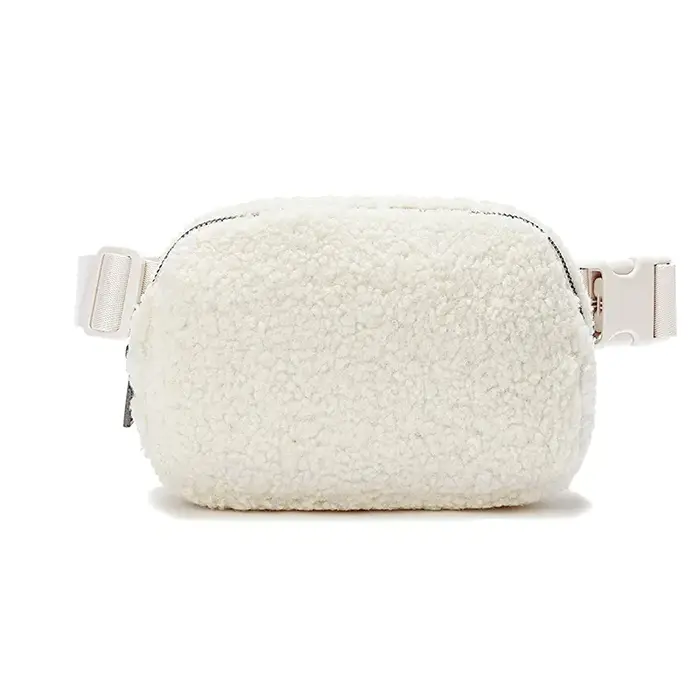 Sac de ceinture en polaire d'hiver pour partout, sac à bandoulière blanc, sac banane, petit sac de t