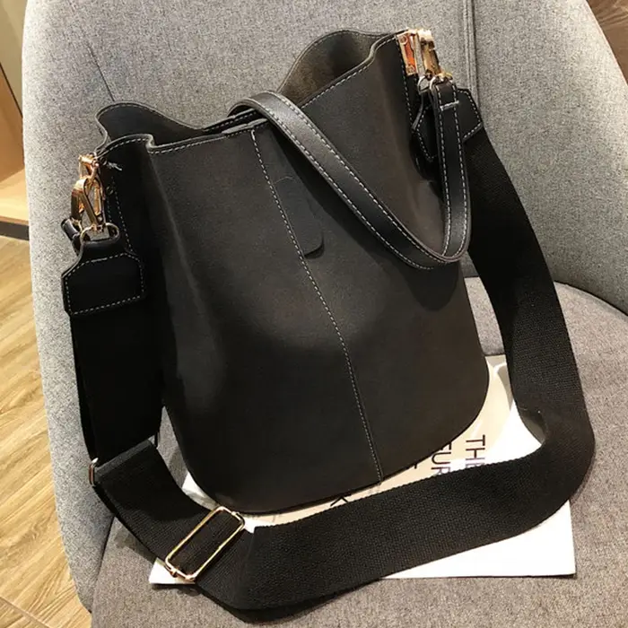 Sac à main de voyage vintage en cuir nubuck PU façon daim, sac à bandoulière noir grande capacité ré