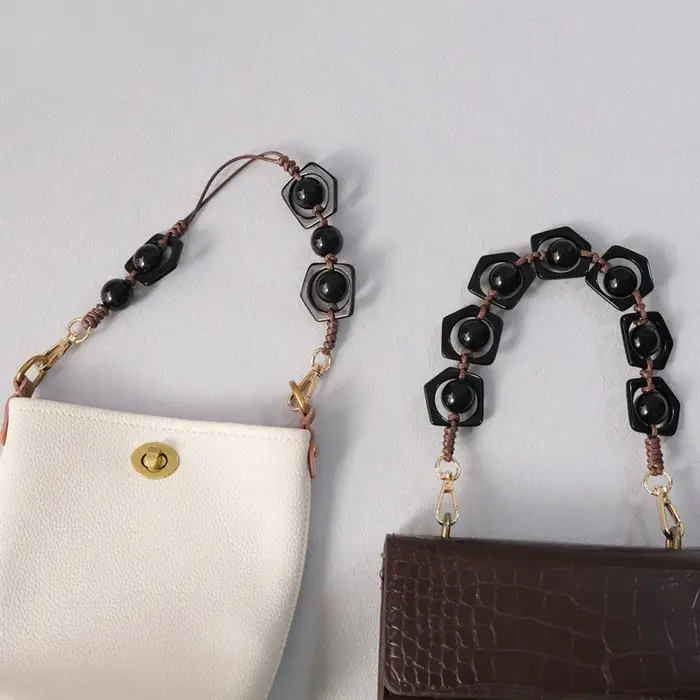 Nouvelle mode femme sac accessoire détachable Vintage noir perle chaîne acrylique sac corde sangle femmes sac à main