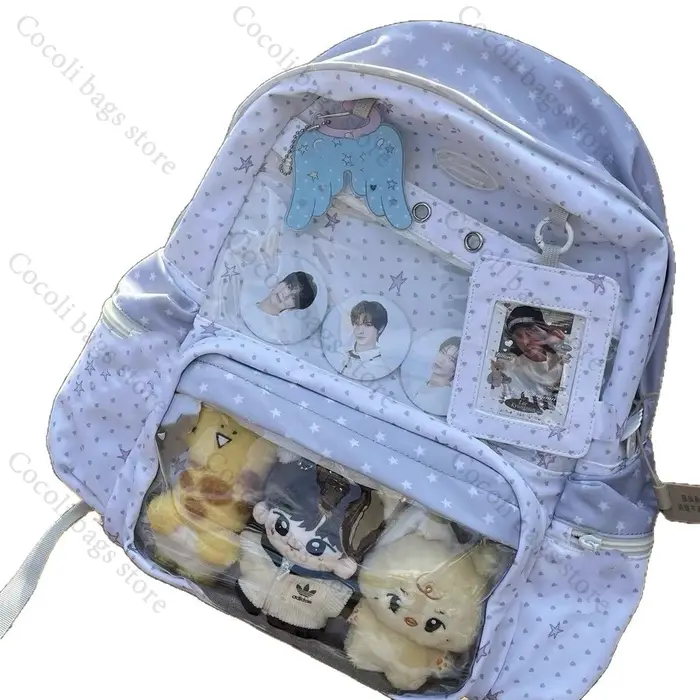 Kawaii sac à dos Ita sac imprimé sac d'école pour fille sacs à dos femme Itabag avec poche transparente sac