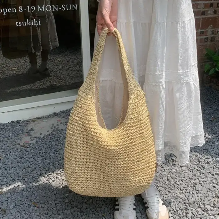 Sac à bandoulière en paille tressée pour femmes